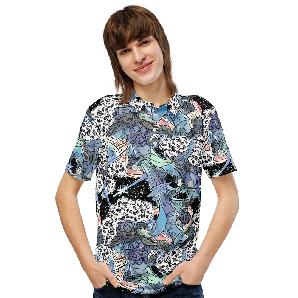 Icy Collage on Men's Slim Fit Polo Shirt — Front