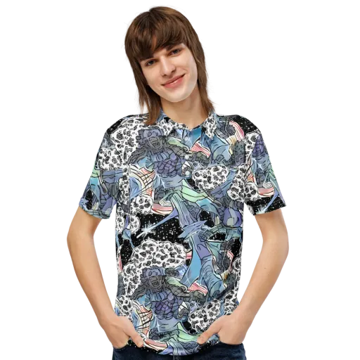 Icy Collage on a Men's Slim Fit Polo Shirt