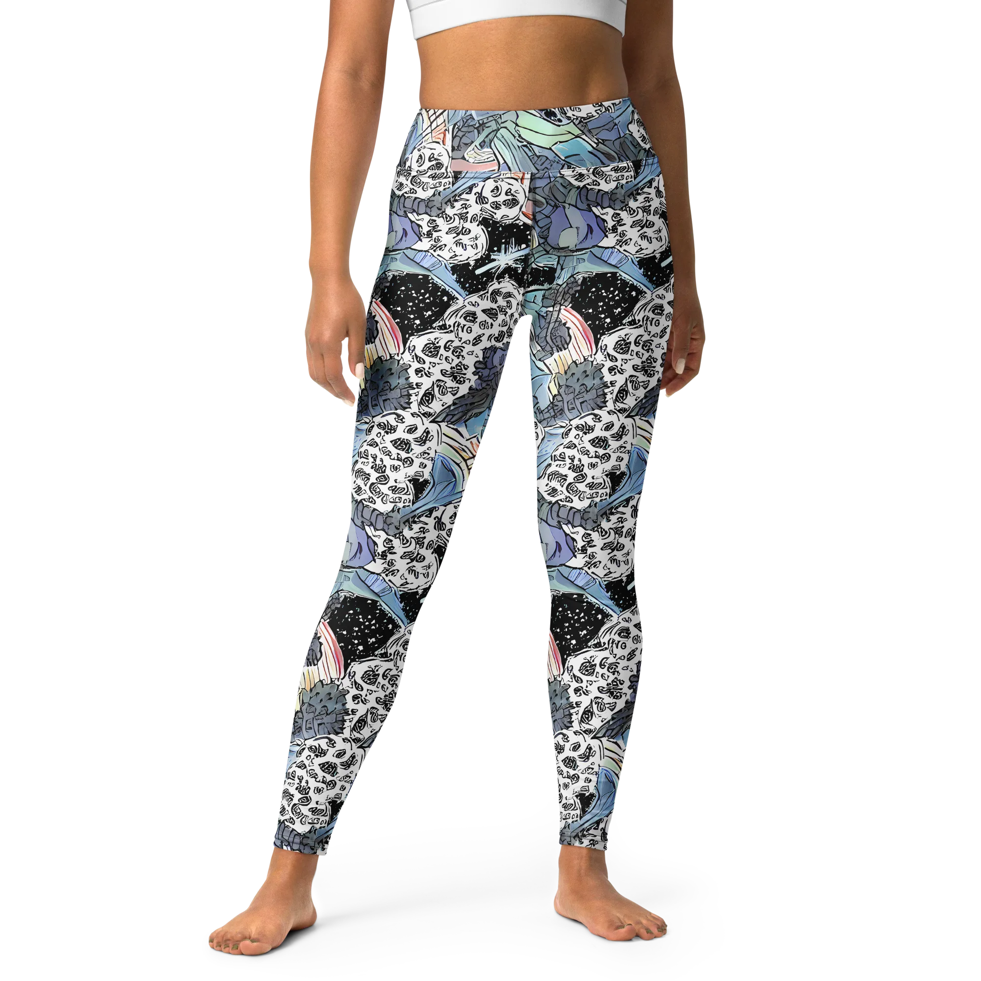 Icy Collage on Yoga Leggings — Front
