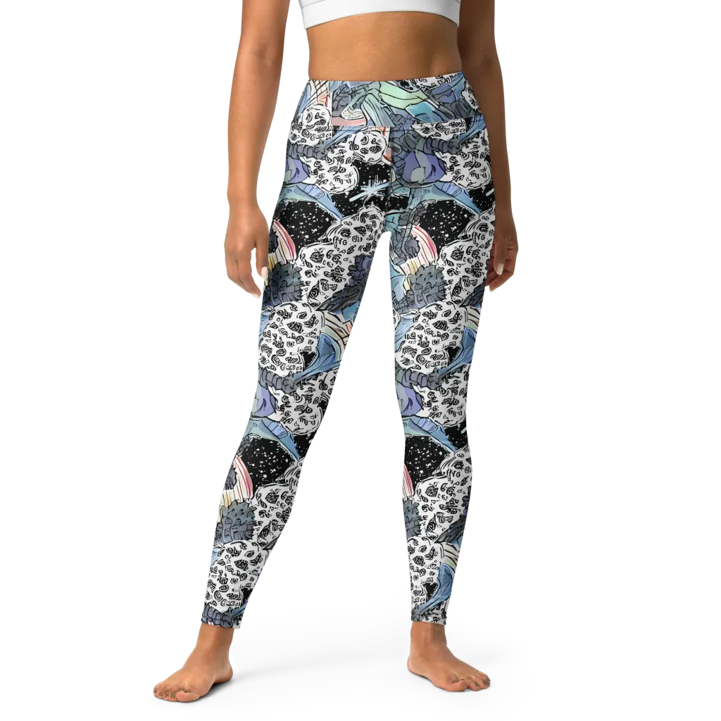 Icy Collage on Yoga Leggings — Front