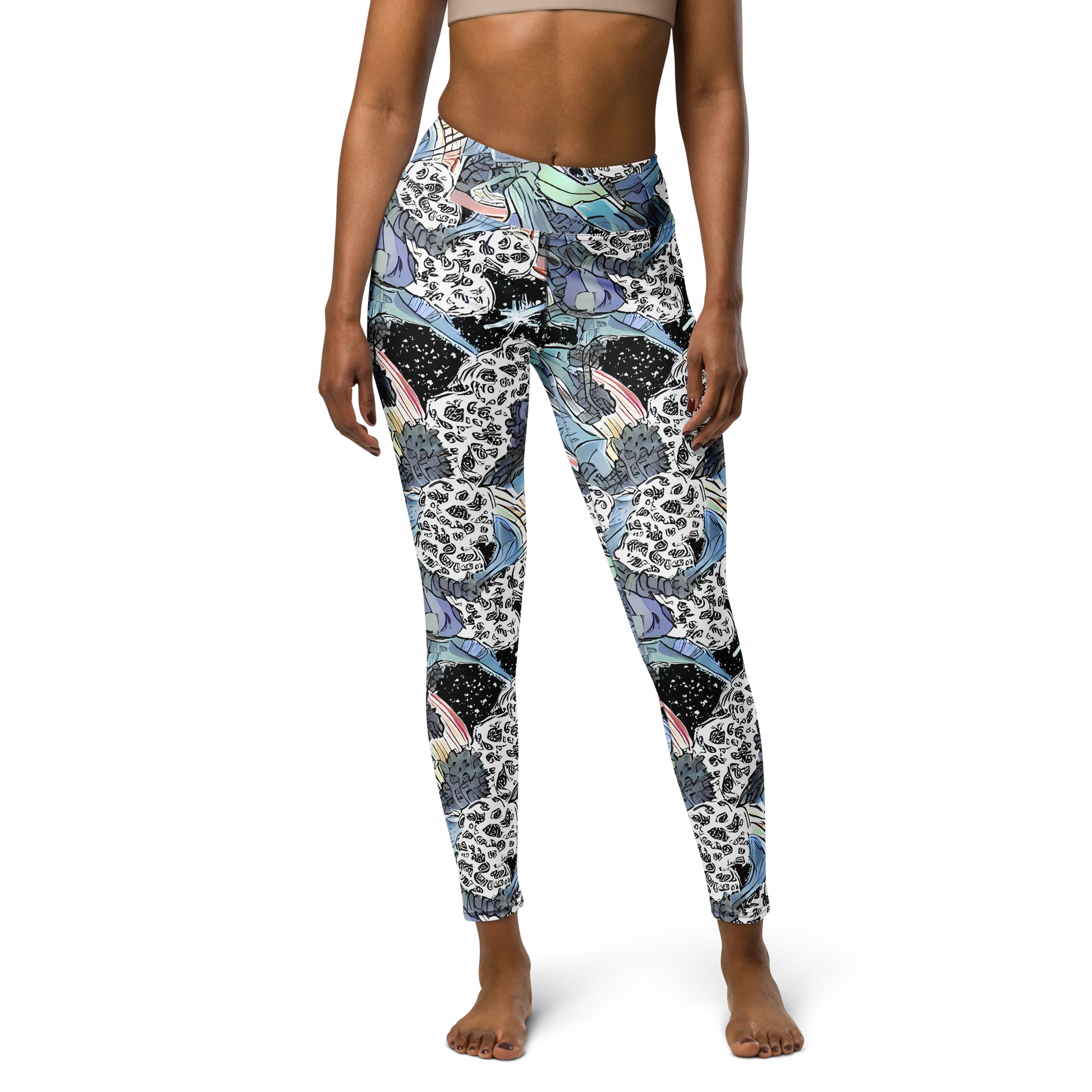 Icy Collage on Yoga Leggings — Front