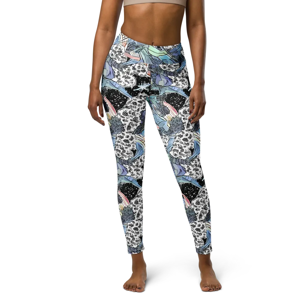 Icy Collage on Yoga Leggings — Front
