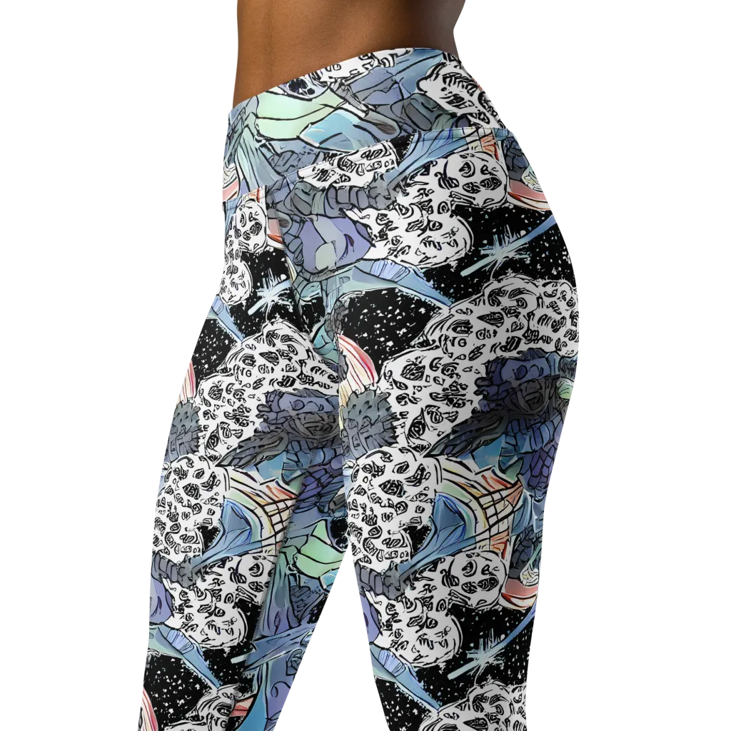 Icy Collage on Yoga Leggings — Left Front