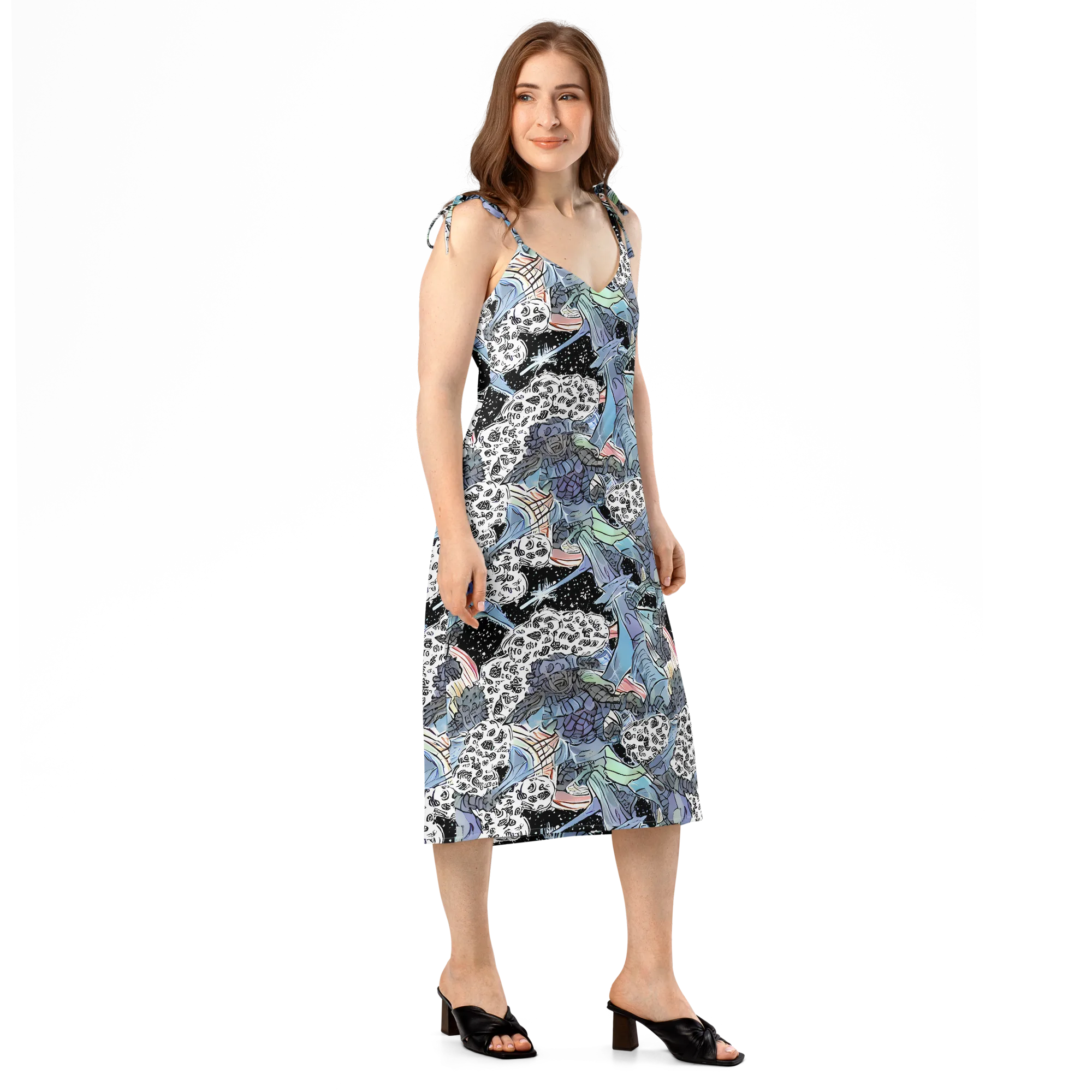 Icy Collage on Slip Dress — Right Front