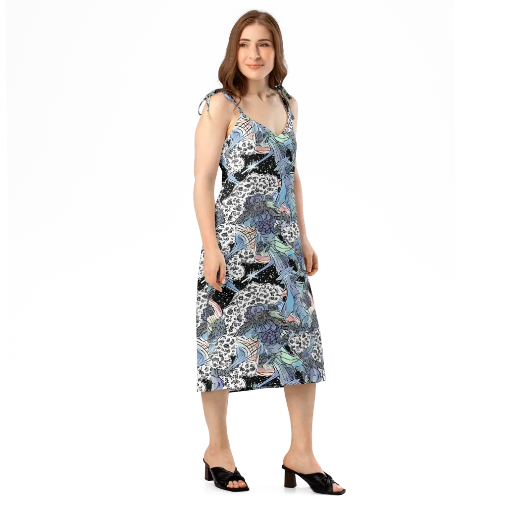 Icy Collage on Slip Dress — Right Front