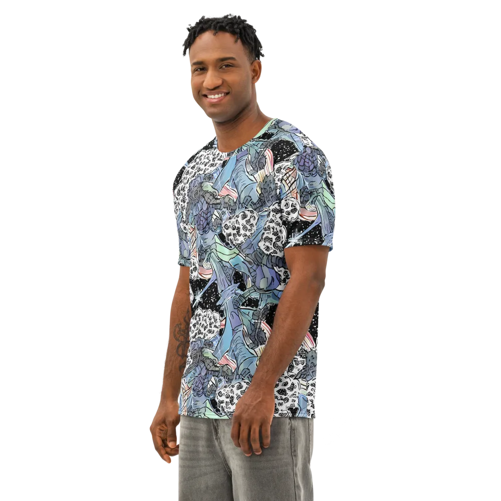 Icy Collage on Men's Cotton Crew Neck T-Shirt — Left Front