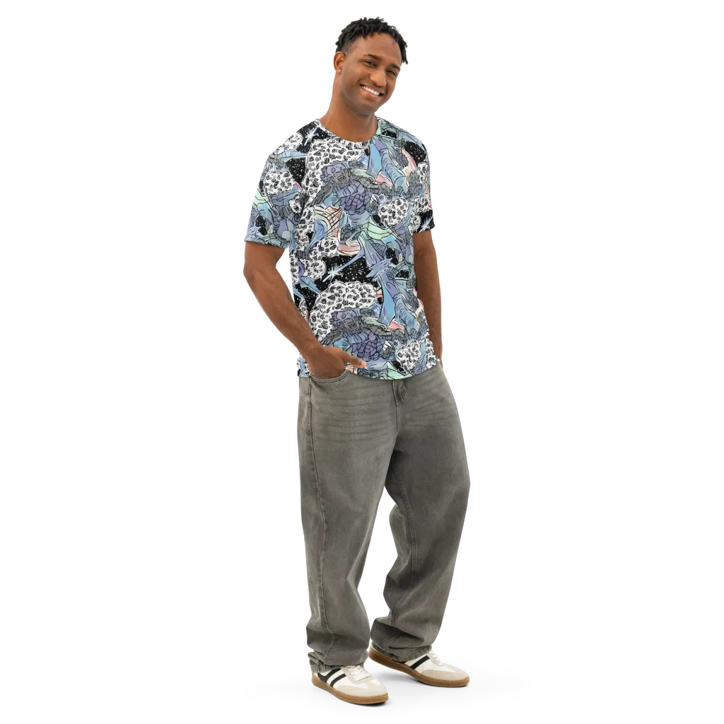 Icy Collage on Men's Cotton Crew Neck T-Shirt — Right Front