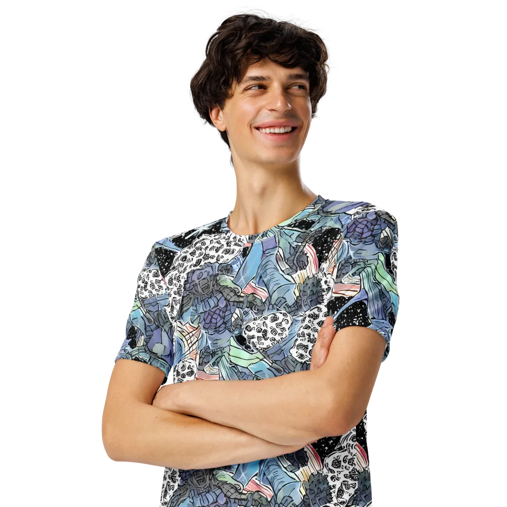 Icy Collage on Men's Crew Neck T-Shirt — Left Front