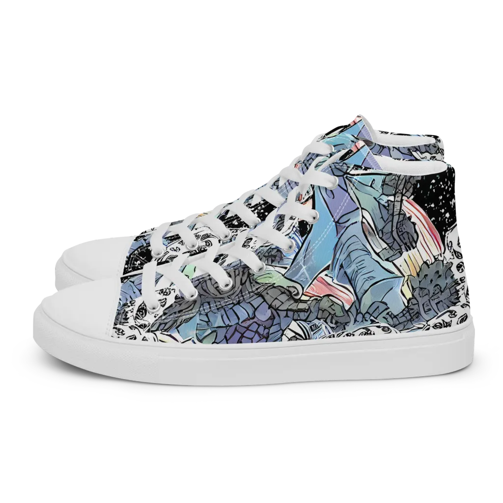 Icy Collage on Men's High Top Canvas Shoes — Left