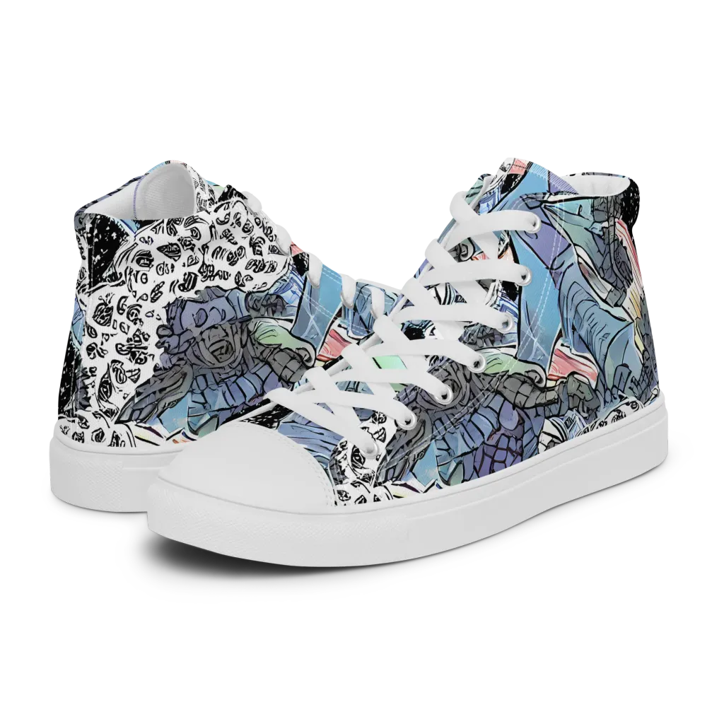 Icy Collage on Men's High Top Canvas Shoes — Left