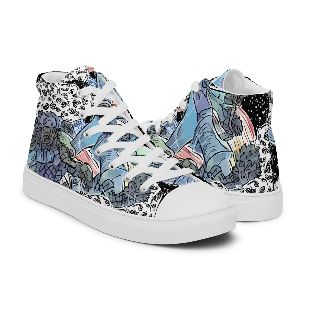 Icy Collage on Men's High Top Canvas Shoes — Right
