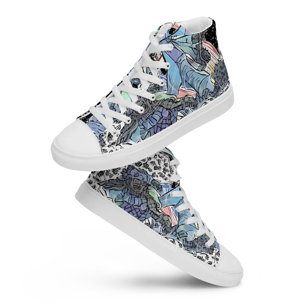 Icy Collage on Men's High Top Canvas Shoes — Front