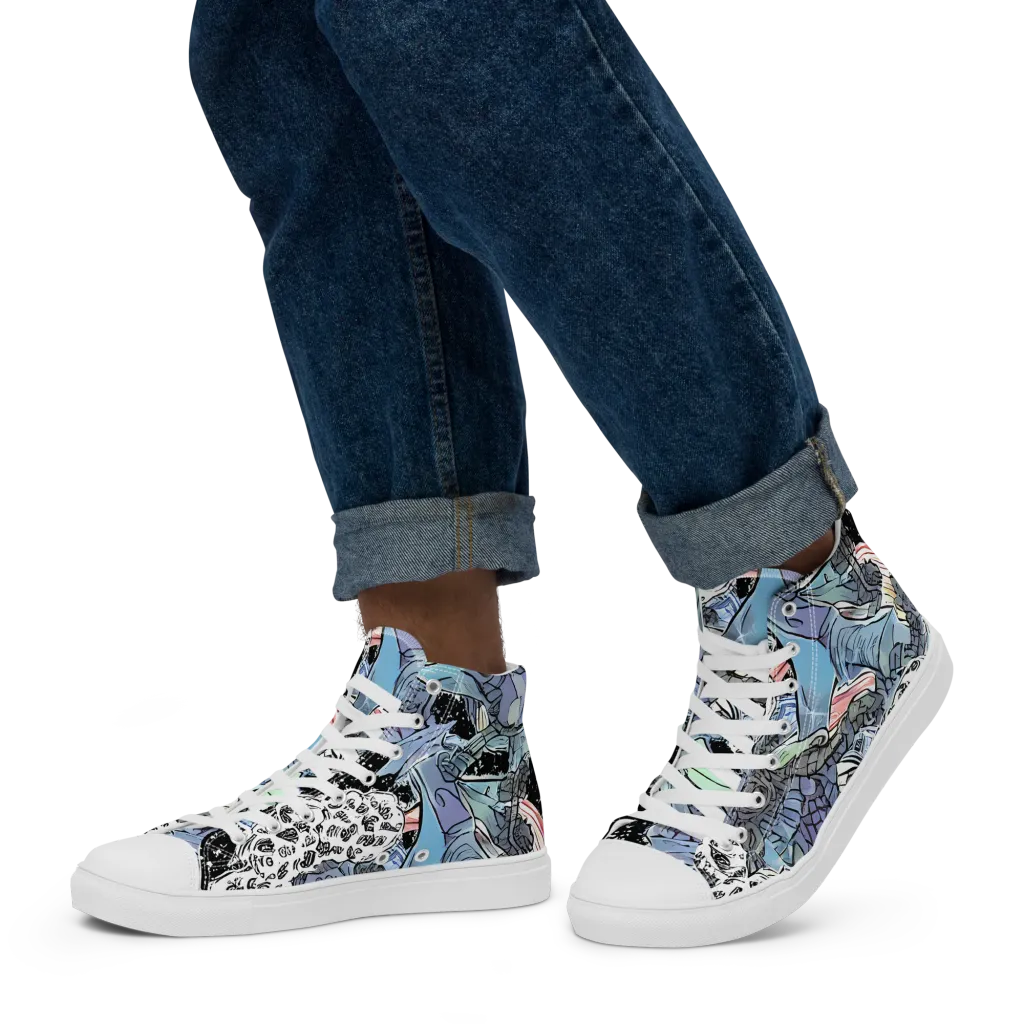 Icy Collage on Men's High Top Canvas Shoes — Left