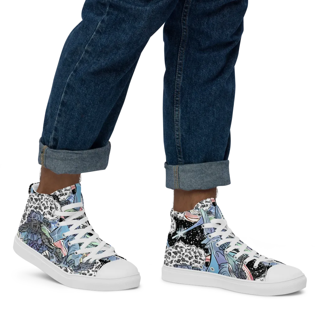 Icy Collage on Men's High Top Canvas Shoes — Right