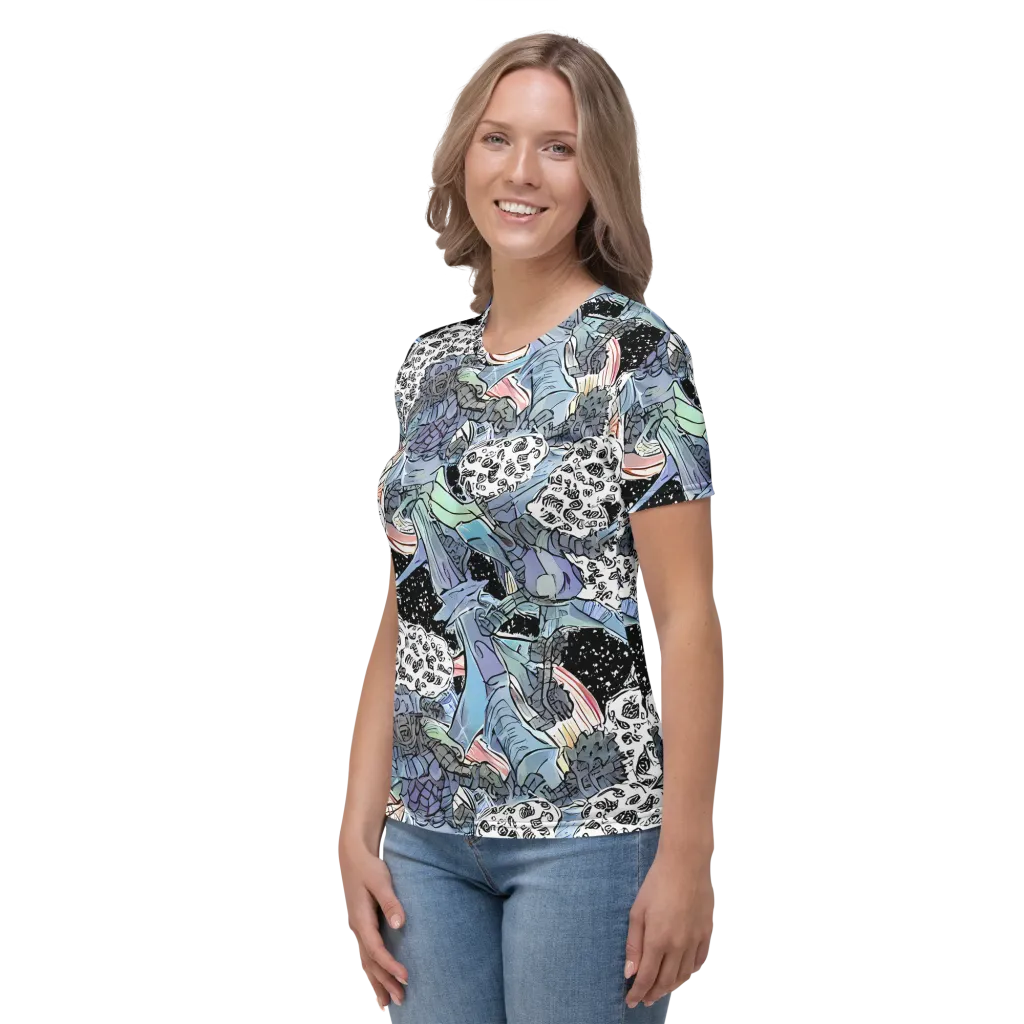 Icy Collage on Women's Crew Neck T-Shirt — Left