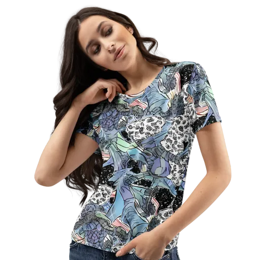 Icy Collage on a Women's Crew Neck T-Shirt