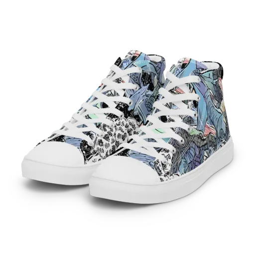 Icy Collage on a Women's High Top Canvas Shoes
