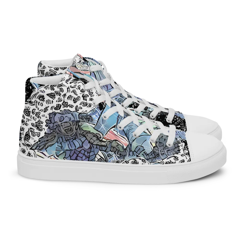 Icy Collage on Women's High Top Canvas Shoes — Right