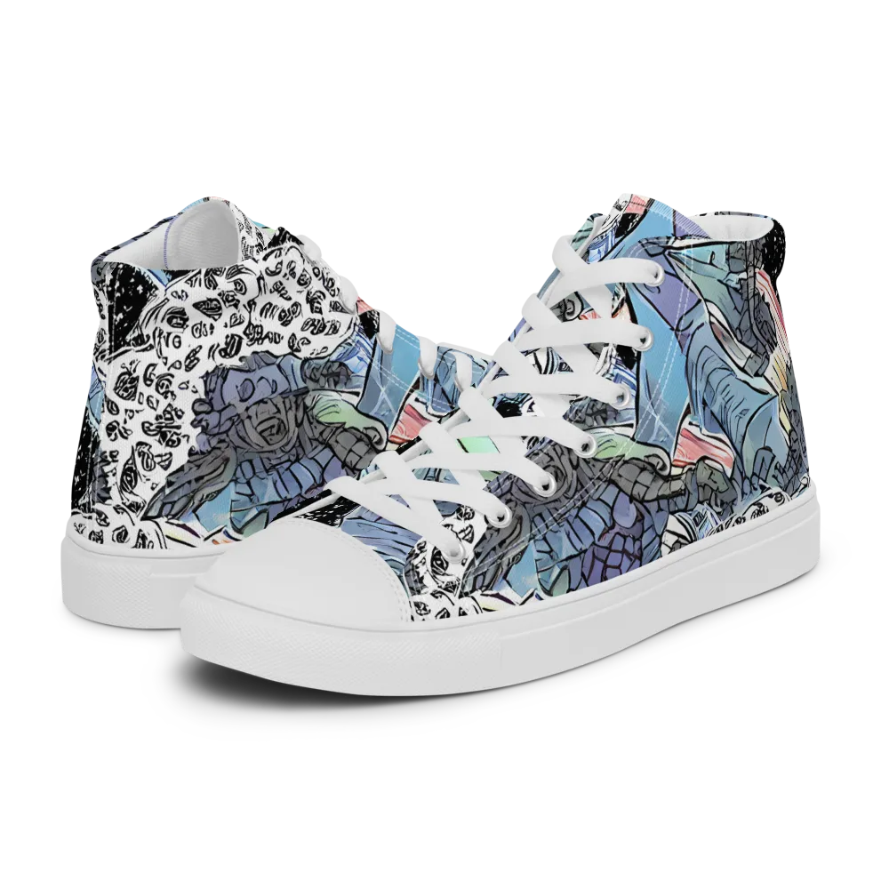 Icy Collage on Women's High Top Canvas Shoes — Left