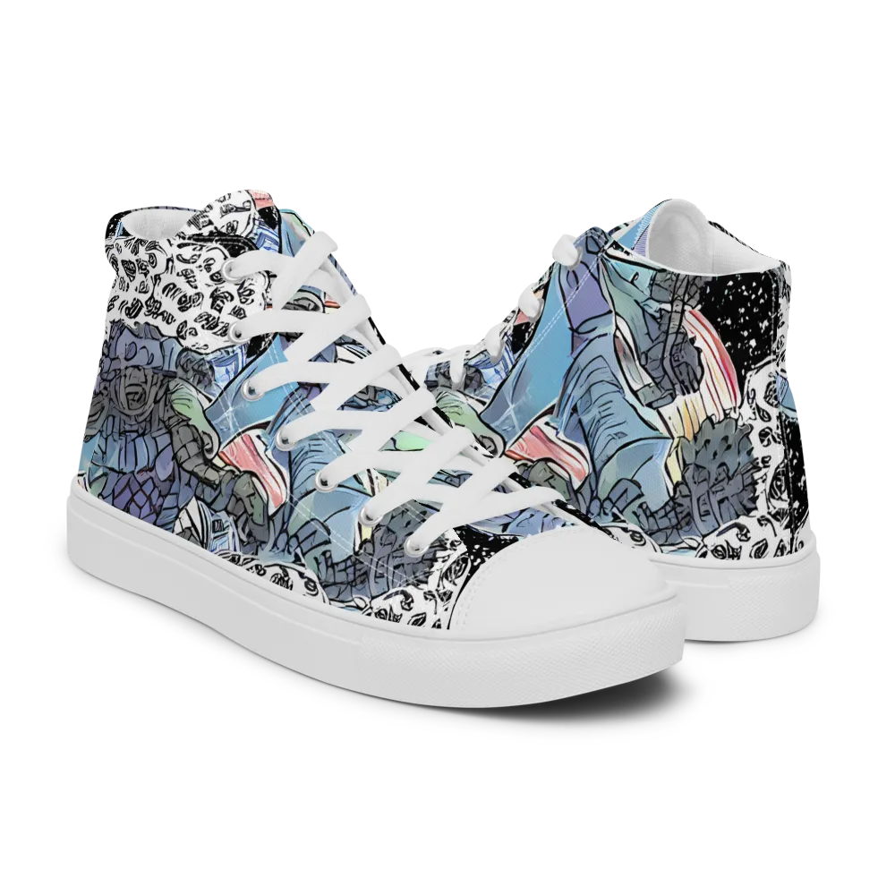 Icy Collage on Women's High Top Canvas Shoes — Right