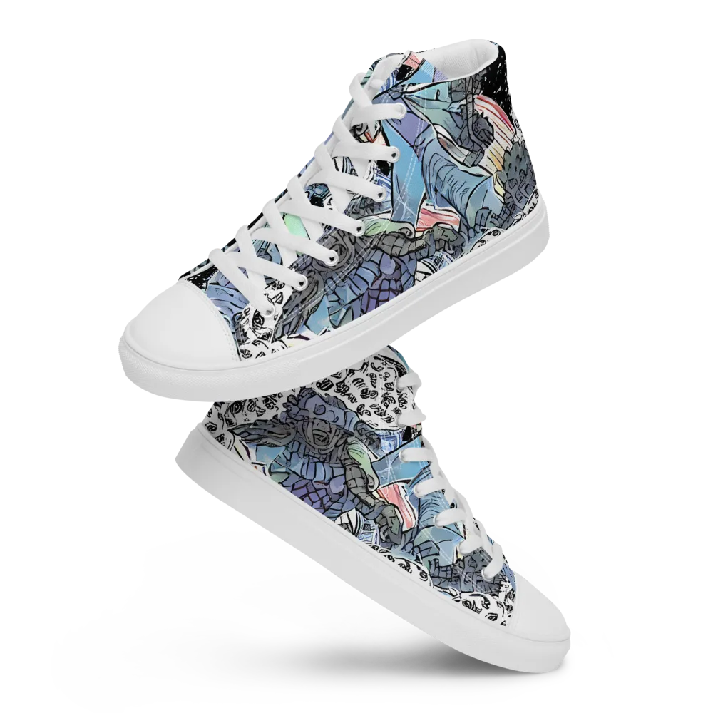 Icy Collage on Women's High Top Canvas Shoes — Front