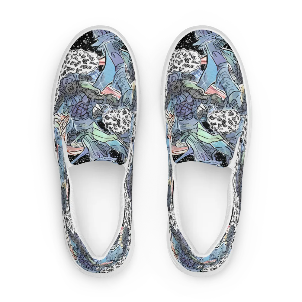 Icy Collage on Men's Slip-On Canvas Shoes — Front