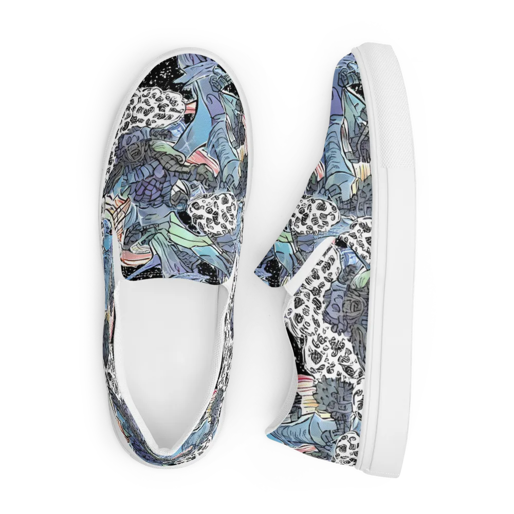 Icy Collage on Men's Slip-On Canvas Shoes — Front