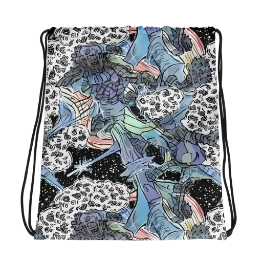 Icy Collage on a Drawstring Bag
