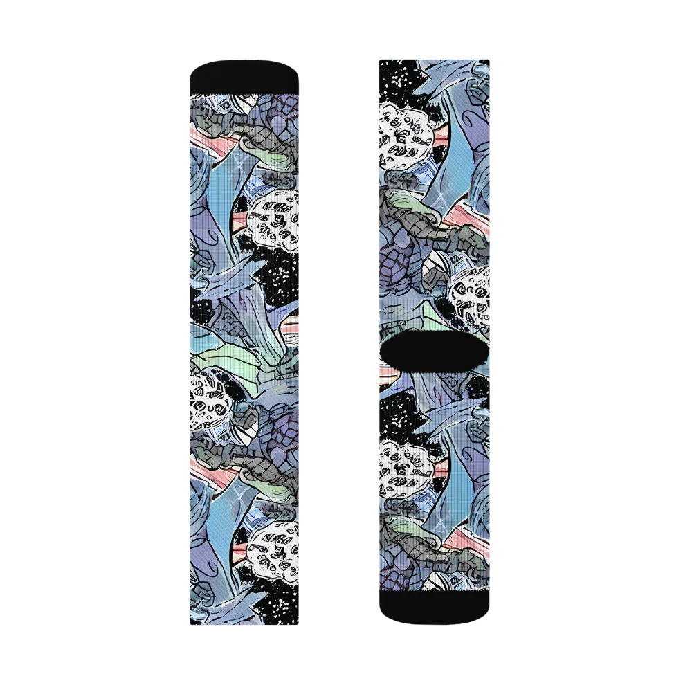 Icy Collage on Socks — Left Sock