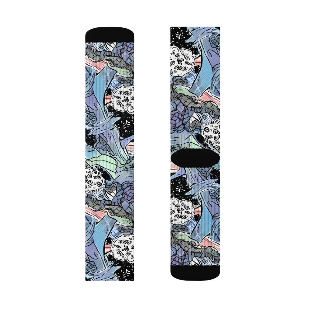Icy Collage on Socks — Right Sock