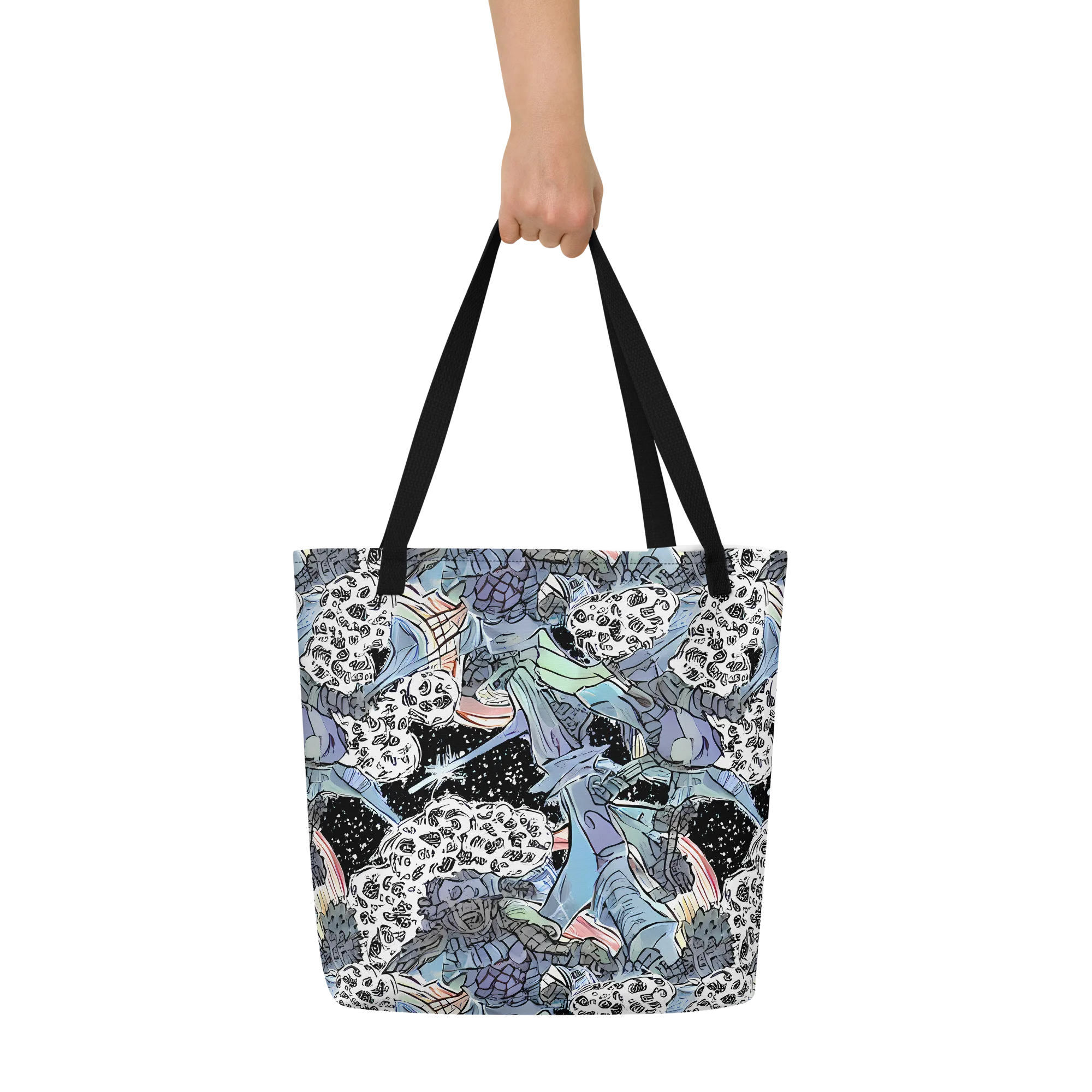 Icy Collage on Large Tote Bag W/ Pocket — Front