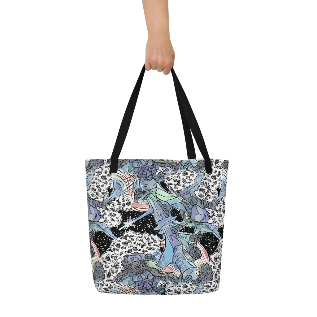 Icy Collage on Large Tote Bag W/ Pocket — Front
