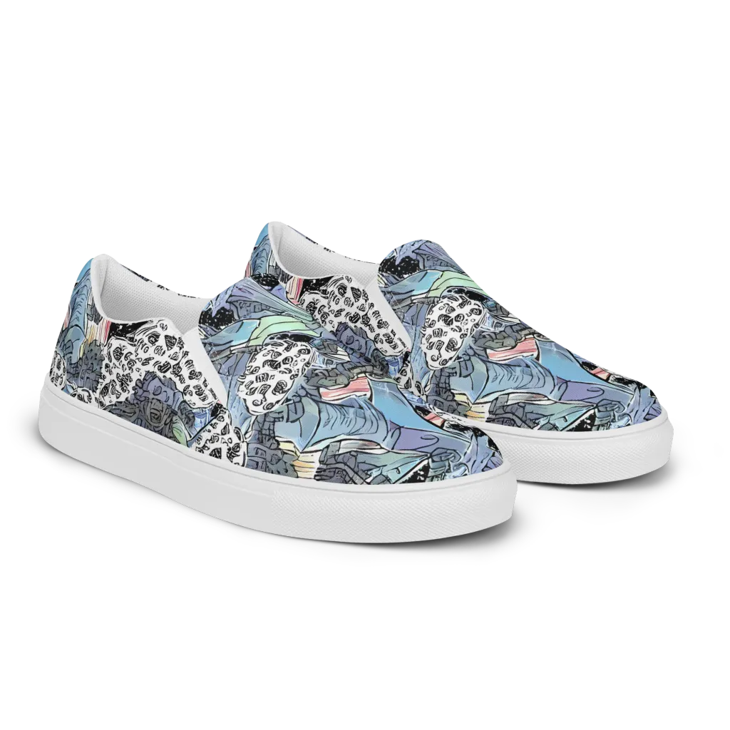Icy Collage on Women's Slip-On Canvas Shoes — Right Front