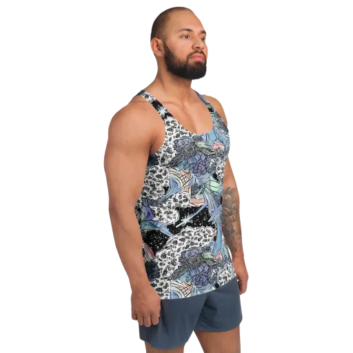 Icy Collage on a Men's Tank Top