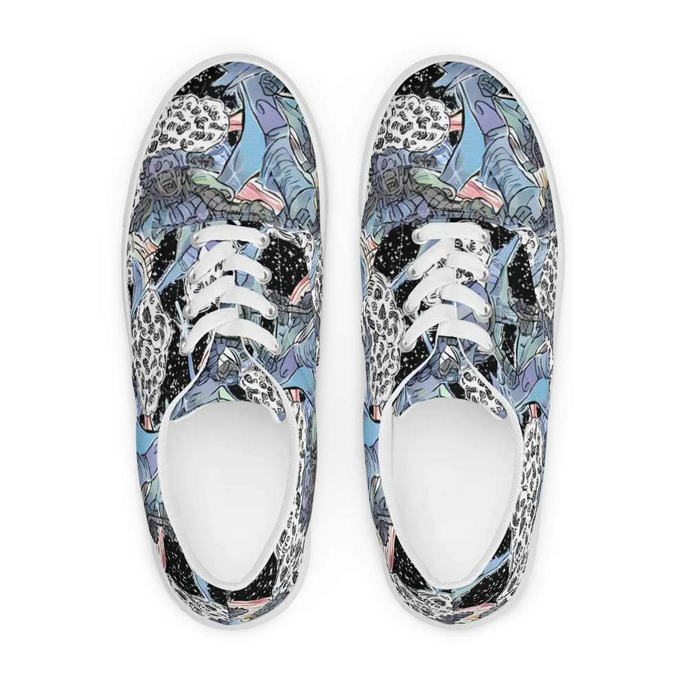 Icy Collage on Men's Lace-Up Canvas Shoes — Front