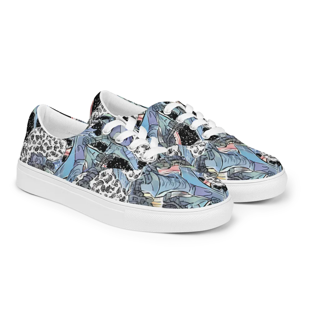 Icy Collage on Men's Lace-Up Canvas Shoes — Right Front