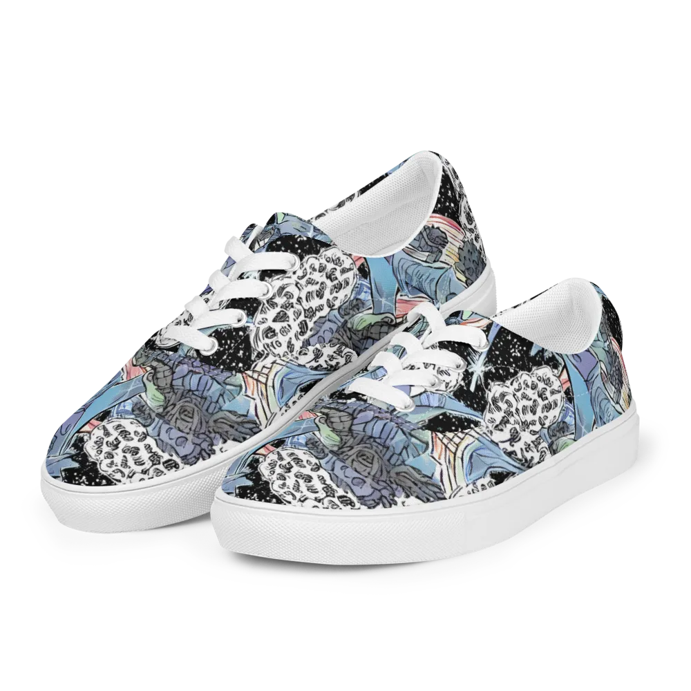 Icy Collage on Men's Lace-Up Canvas Shoes — Left Front