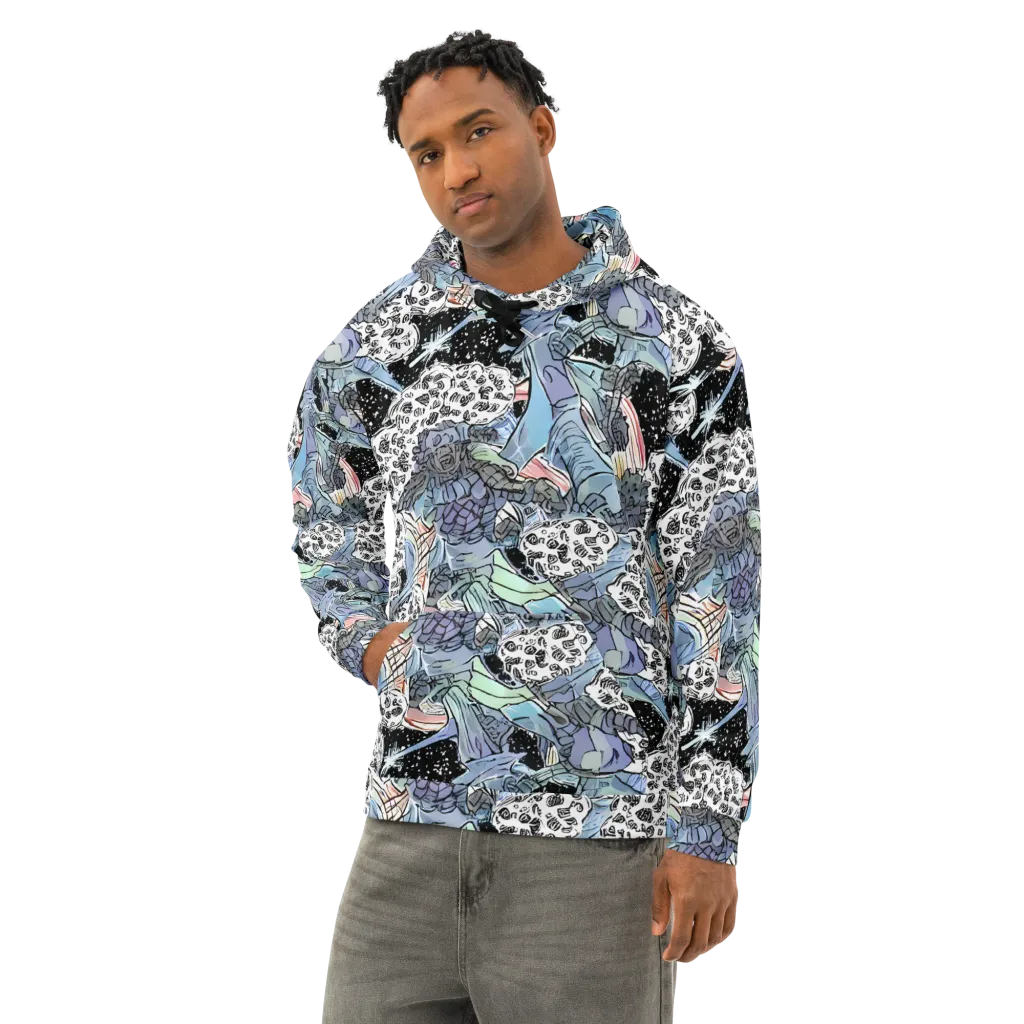 Icy Collage on Cotton Hoodie — Left Front