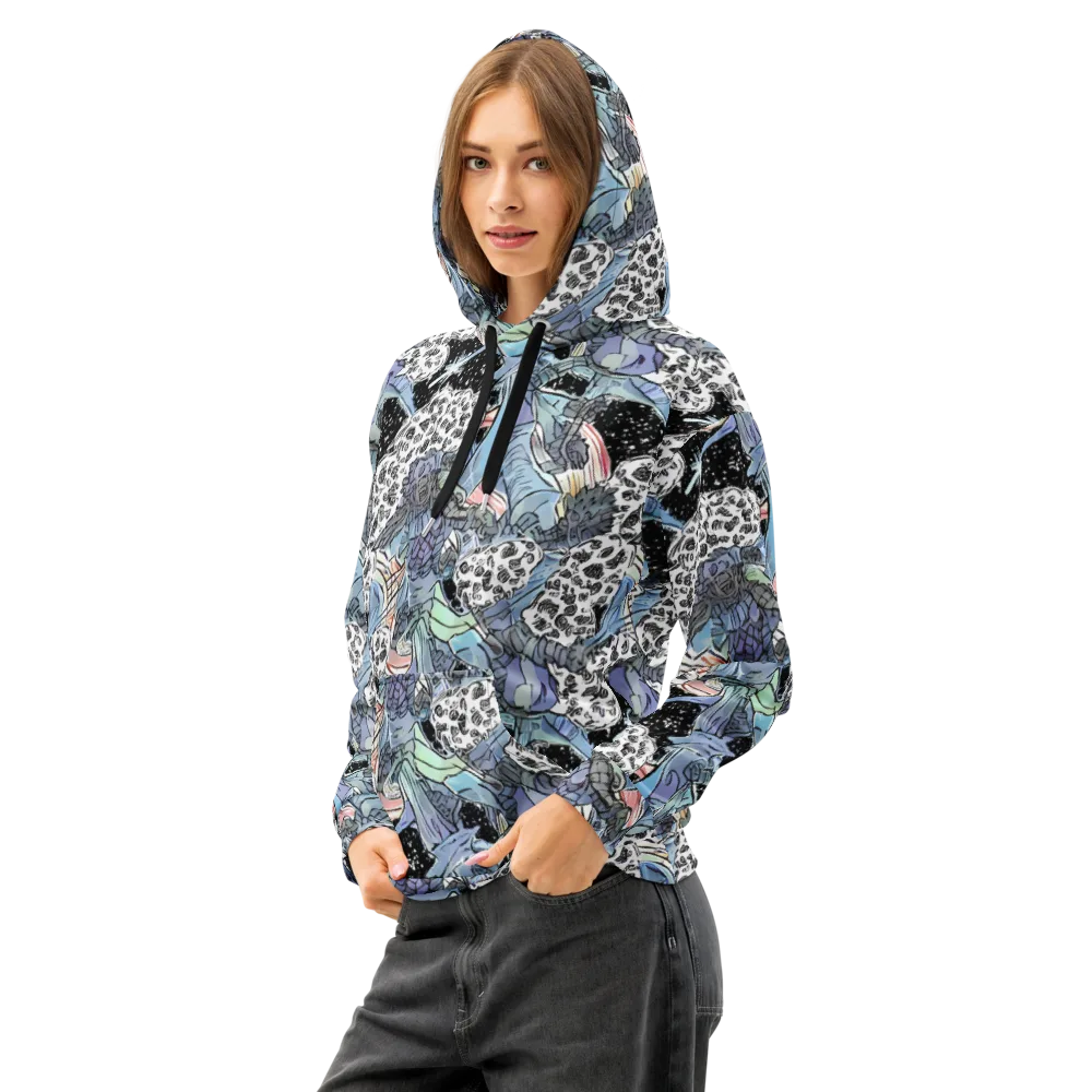 Icy Collage on Cotton Hoodie — Left Front