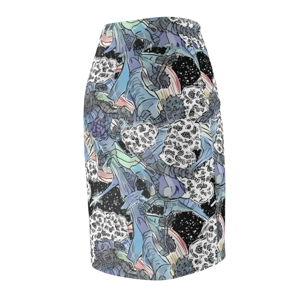 Icy Collage on Pencil Skirt — Back Side