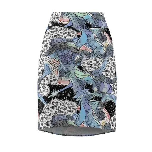 Icy Collage on a Pencil Skirt