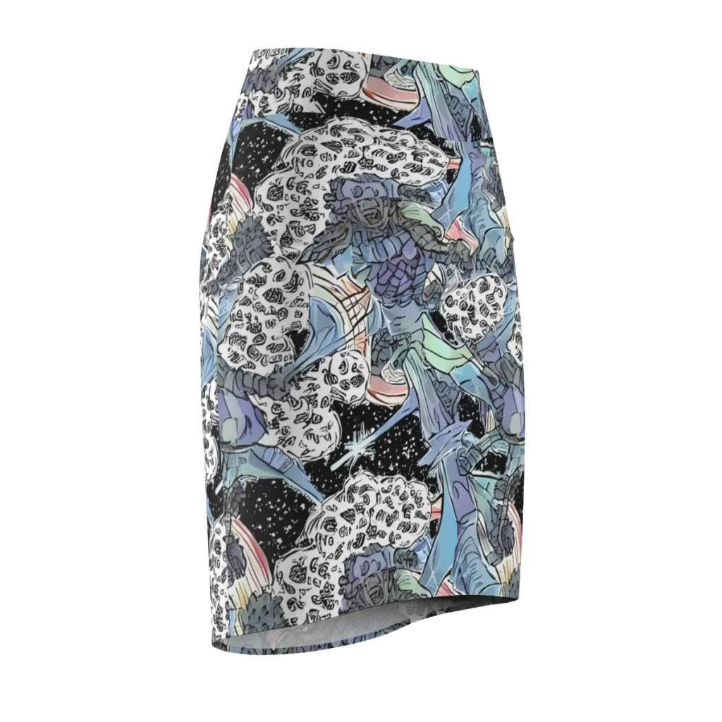 Icy Collage on Pencil Skirt — Front Side