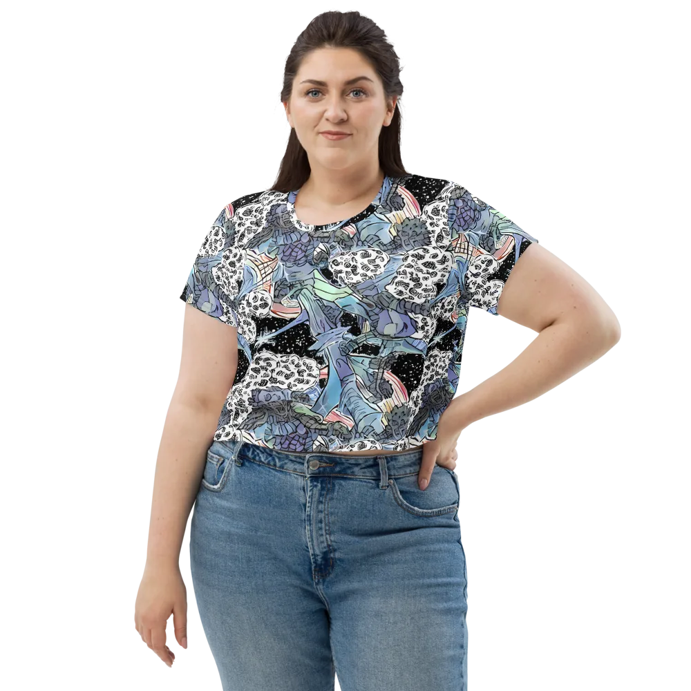 Icy Collage on Crop Tee — Front