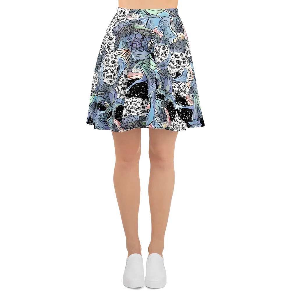 Icy Collage on Skater Skirt — Front