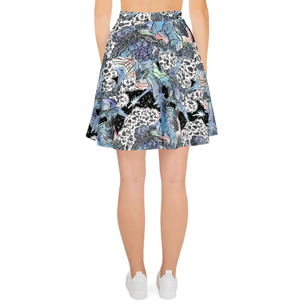 Icy Collage on Skater Skirt — Back