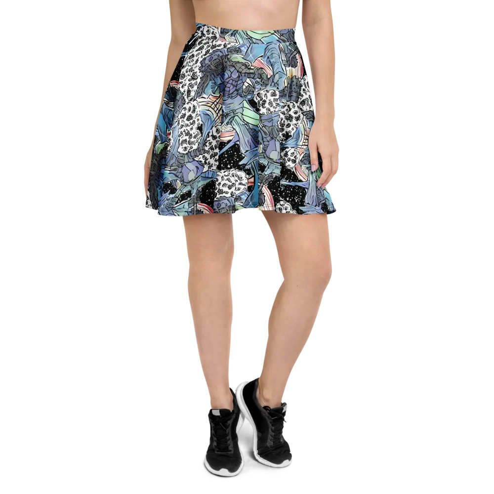 Icy Collage on Skater Skirt — Front