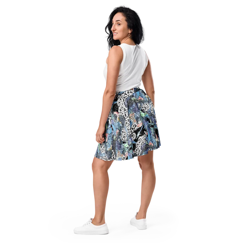 Icy Collage on Skater Skirt — Back