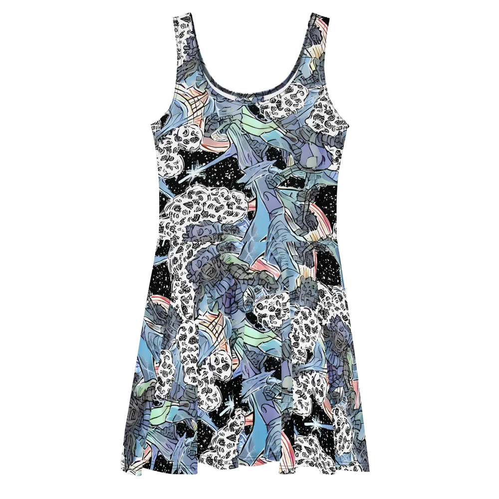 Icy Collage on Skater Dress — Front