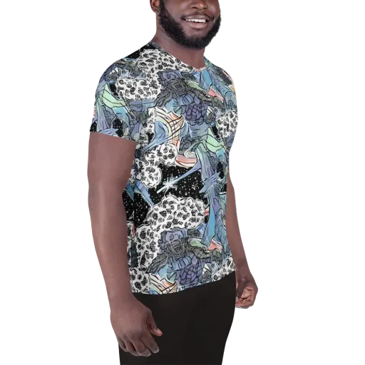 Icy Collage on a Men's Athletic T-Shirt