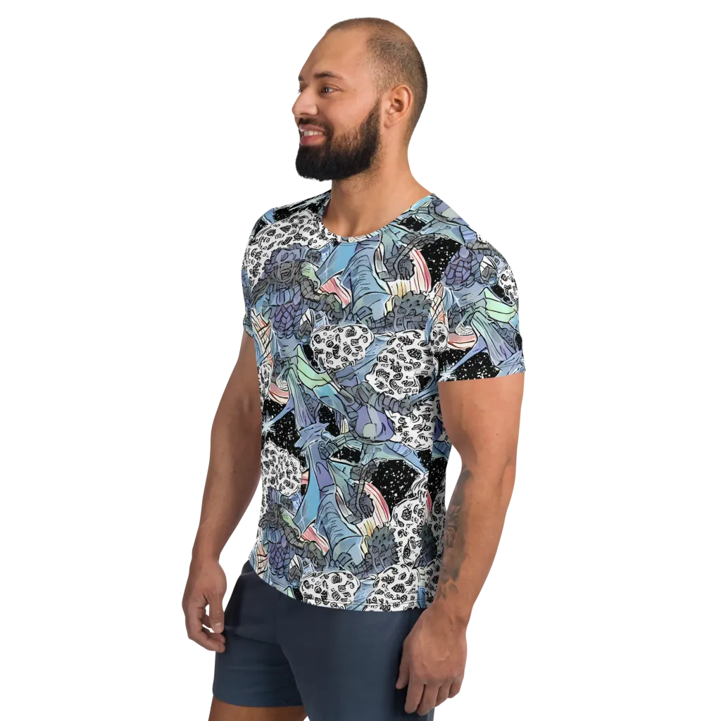 Icy Collage on Men's Athletic T-Shirt — Left